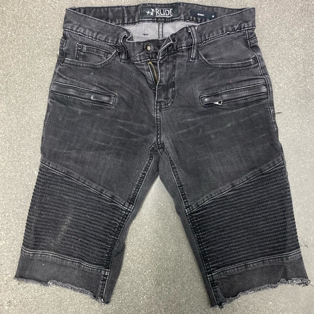 RUDE Skinny Cutoff Denim Shorts